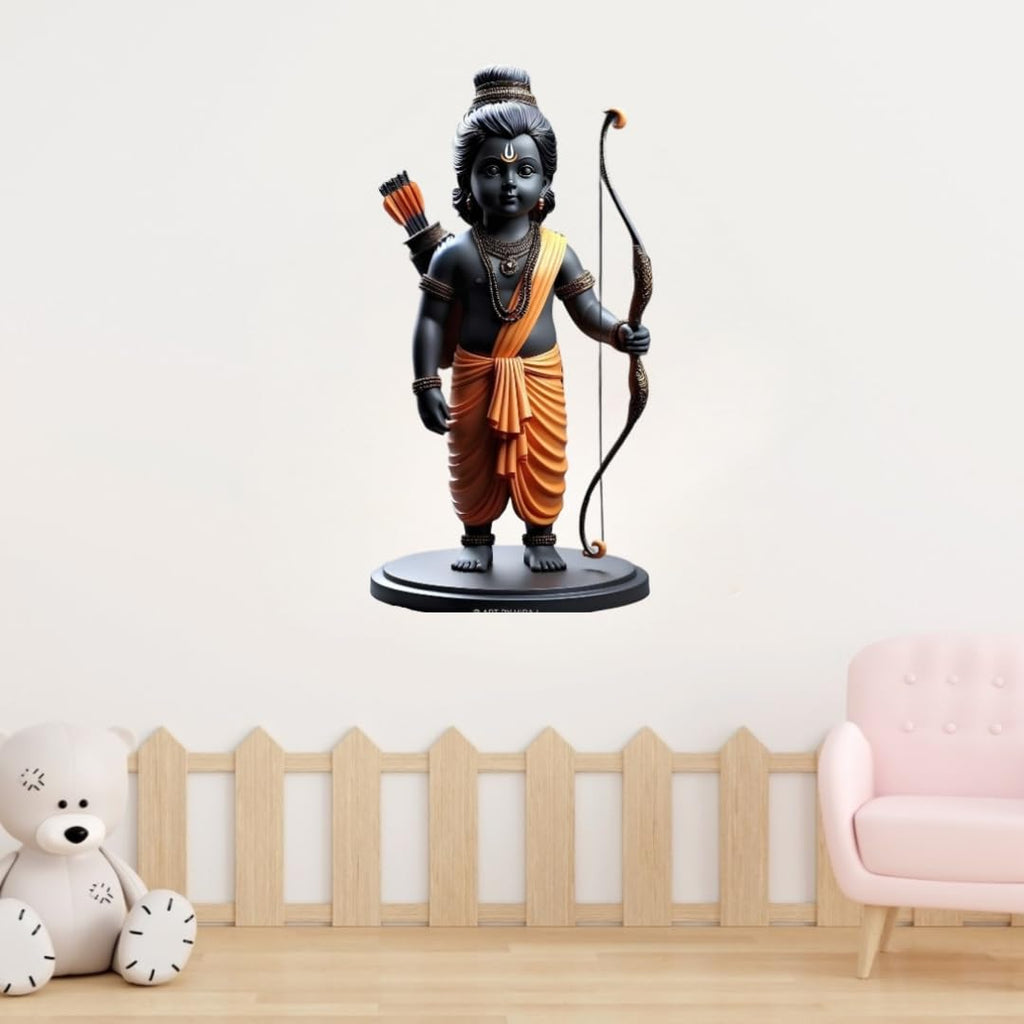 Lord Ram Decorative Wall Sticker, Black and Orange Traditional Design, Religious Hindu Lord Ram Wall Sticker