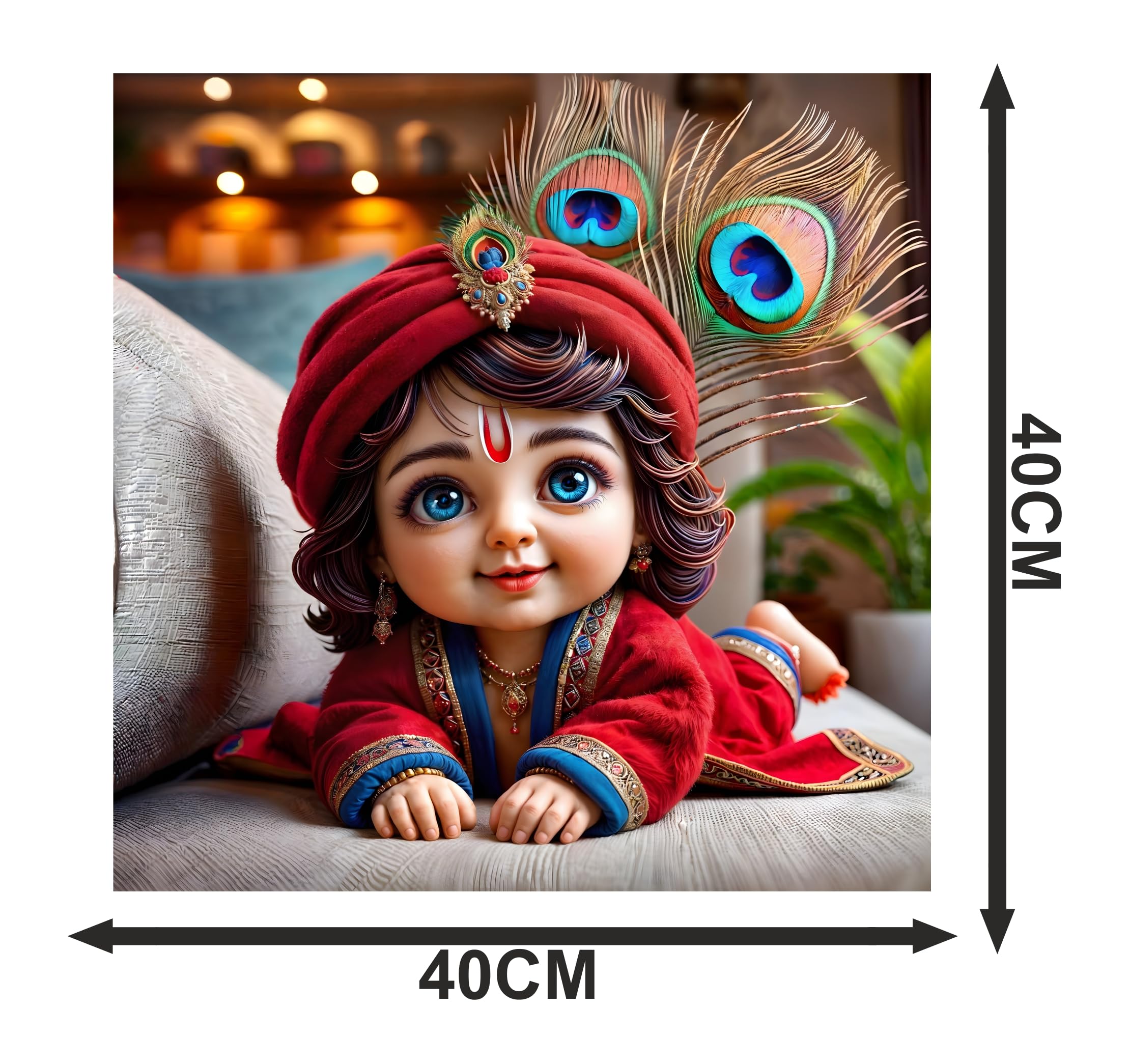 Cryptofeno Lord Krishna Wall Poster | Divine Flute-Playing Art Print | Spiritual Décor for Home & Temple | Premium-Quality Print