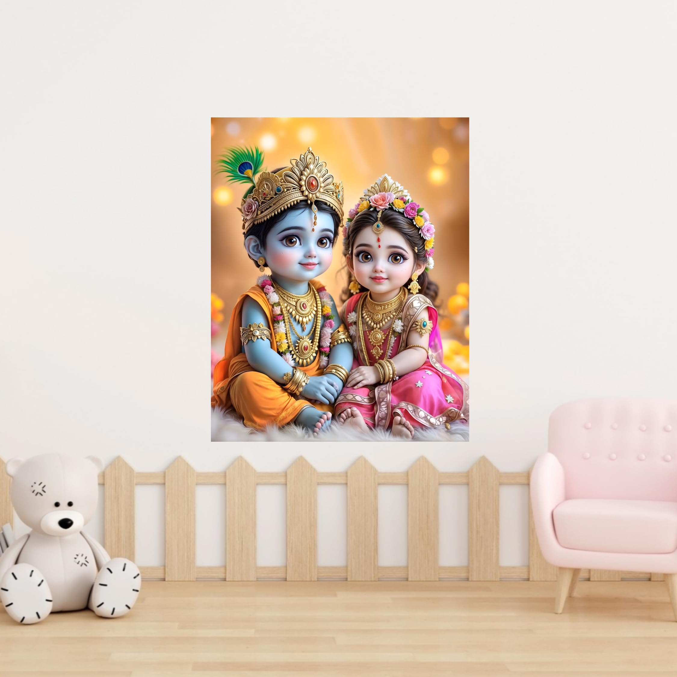 Cryptofeno Radha Krishna Wall Poster - Self Adhesive Vinyl - Size (40 * 50cm) Matrial Vinyl