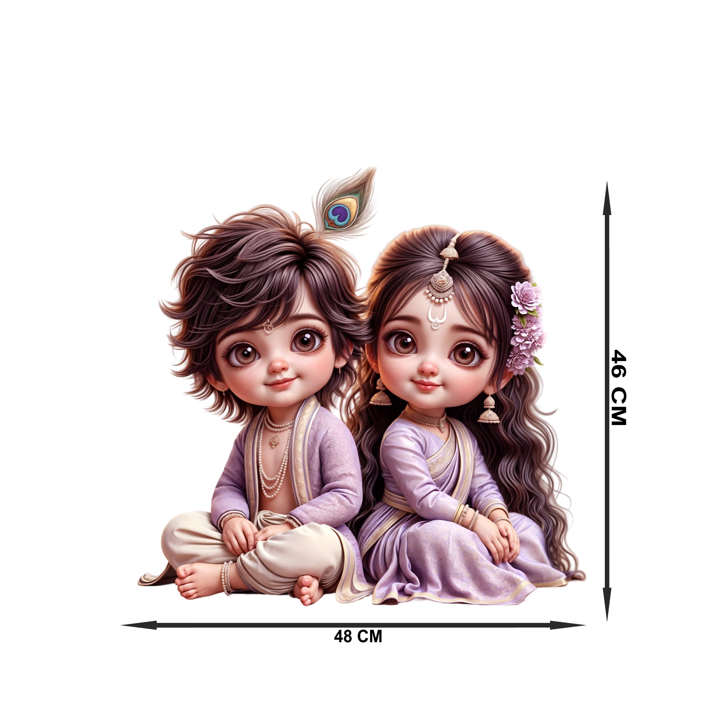 Elegant Radha Krishna Wall Sticker - Divine Décor for Spiritual Homes and Peaceful Living