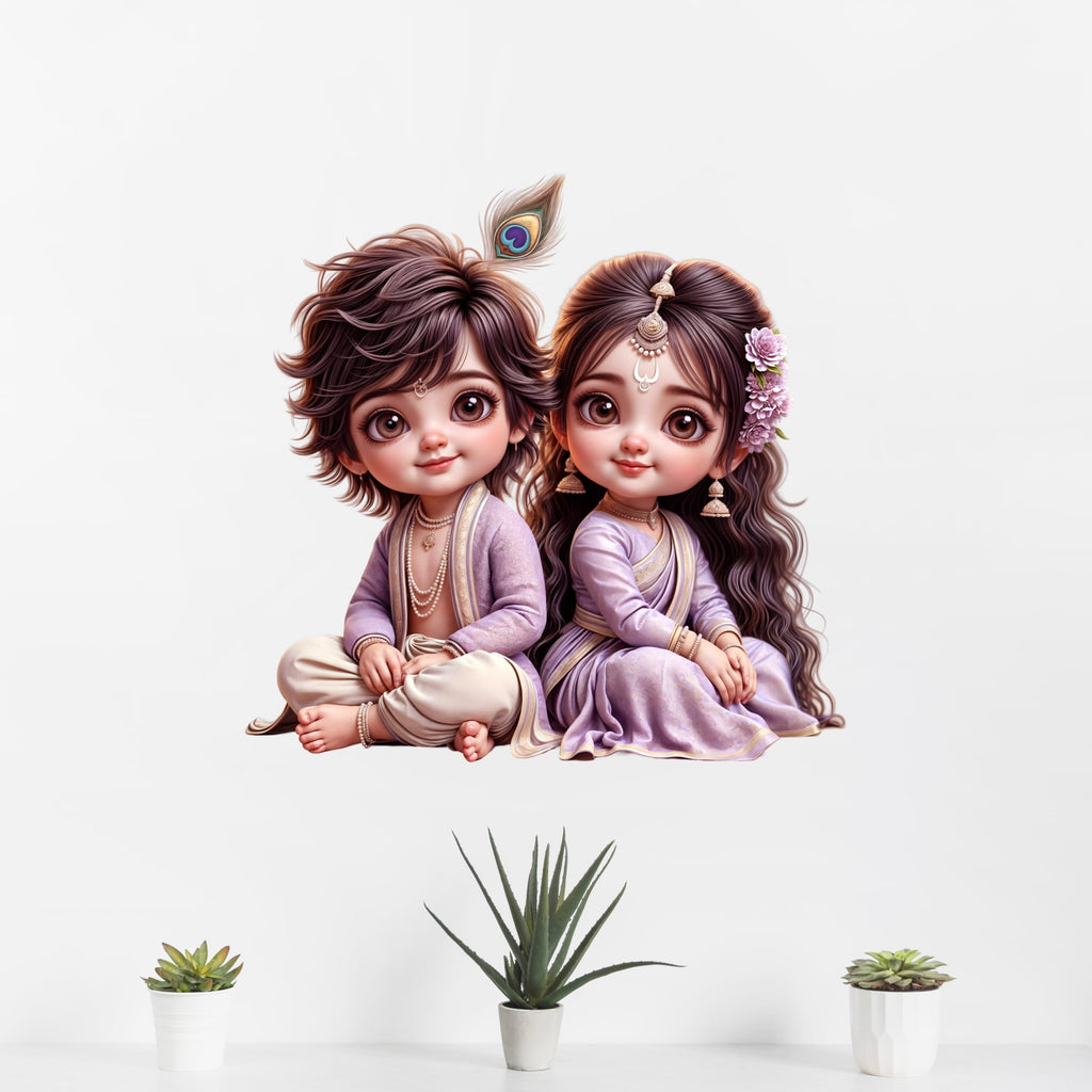Elegant Radha Krishna Wall Sticker - Divine Décor for Spiritual Homes and Peaceful Living