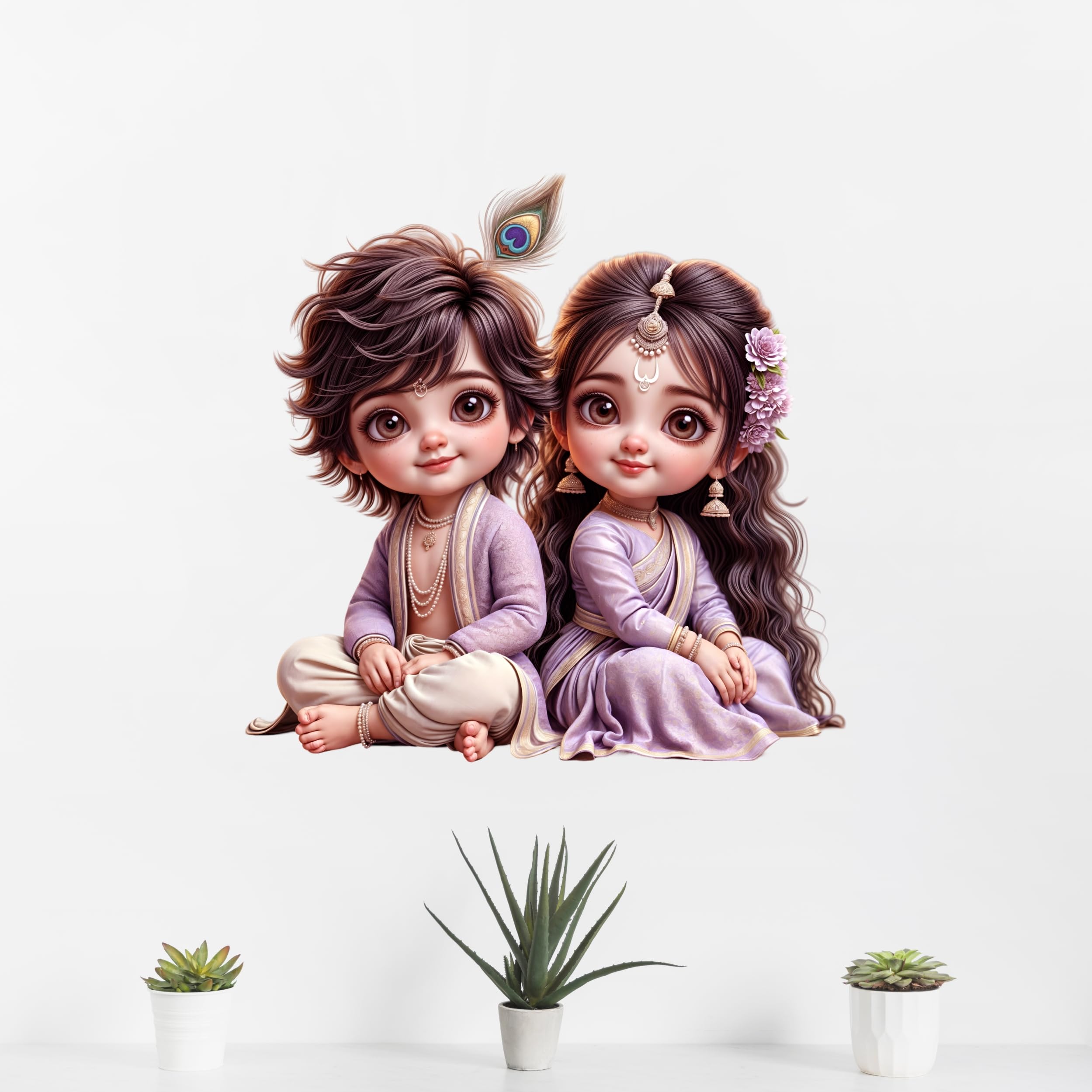 Elegant Radha Krishna Wall Sticker - Divine Décor for Spiritual Homes and Peaceful Living