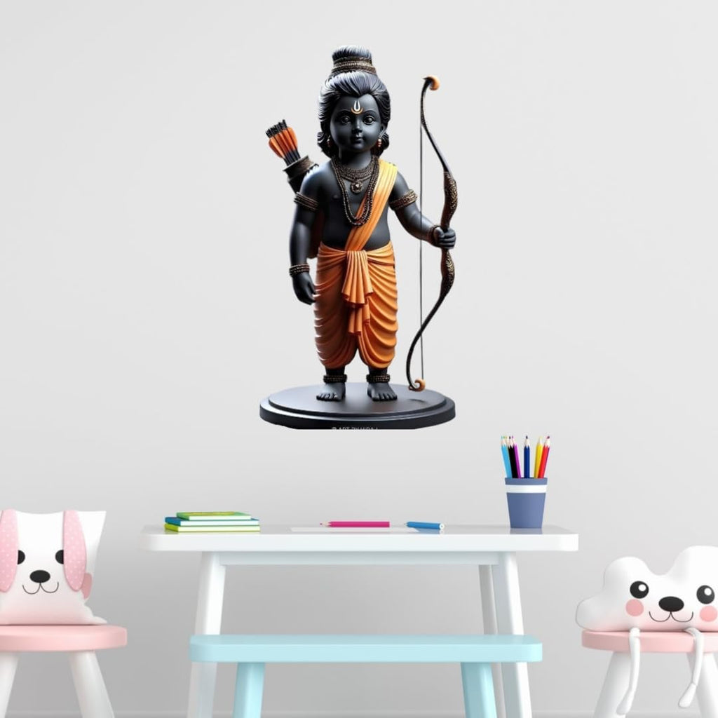 Lord Ram Decorative Wall Sticker, Black and Orange Traditional Design, Religious Hindu Lord Ram Wall Sticker