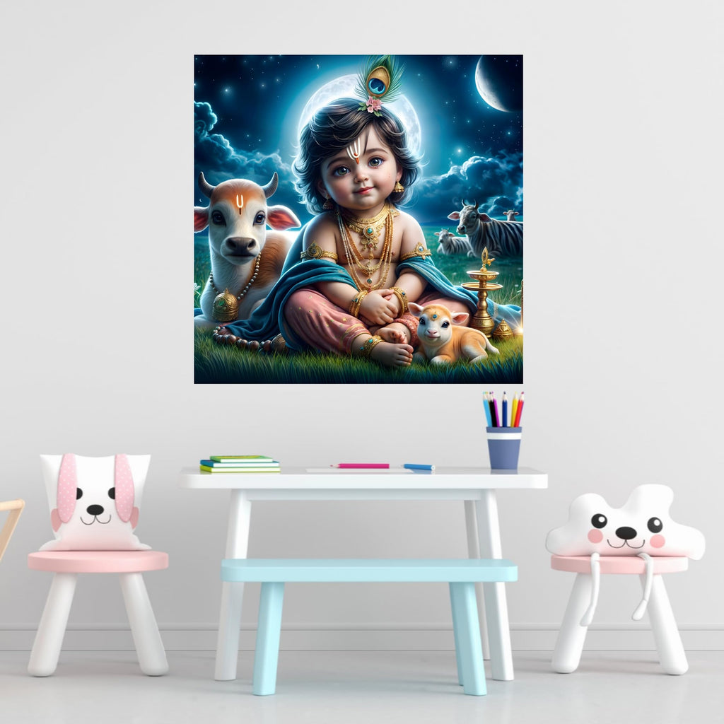 Krishna Wall Sticker – Premium Spiritual Art Décor for Home, Pooja Rooms & Meditation Spaces