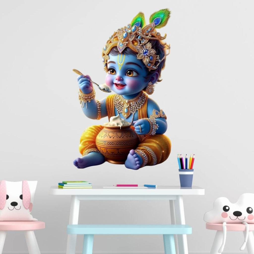 Baby Krishna Wall Decal Sticker, Hindu Religious Art Wall Sticker, Decorative Vinyl for Room, Nursery Decor