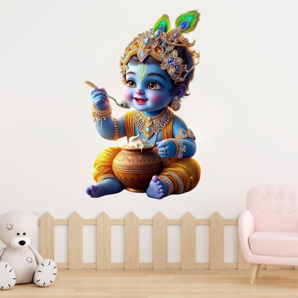 Baby Krishna Wall Decal Sticker, Hindu Religious Art Wall Sticker, Decorative Vinyl for Room, Nursery Decor