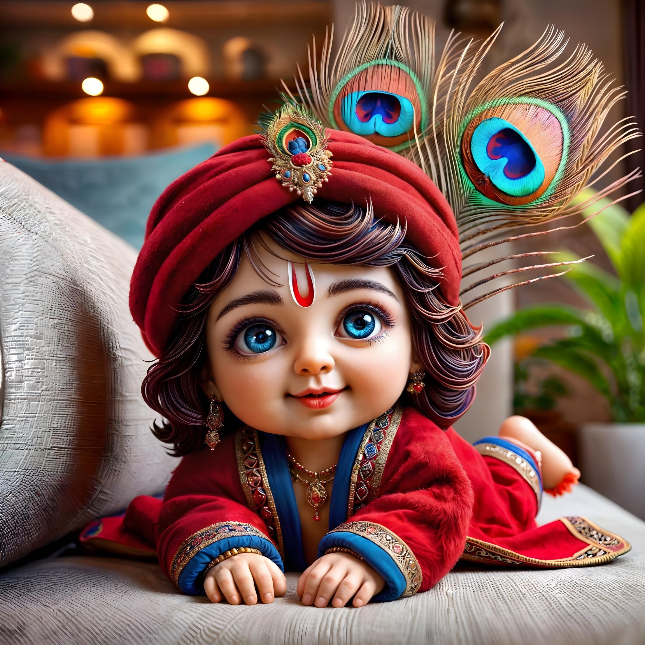 Cryptofeno Lord Krishna Wall Poster | Divine Flute-Playing Art Print | Spiritual Décor for Home & Temple | Premium-Quality Print