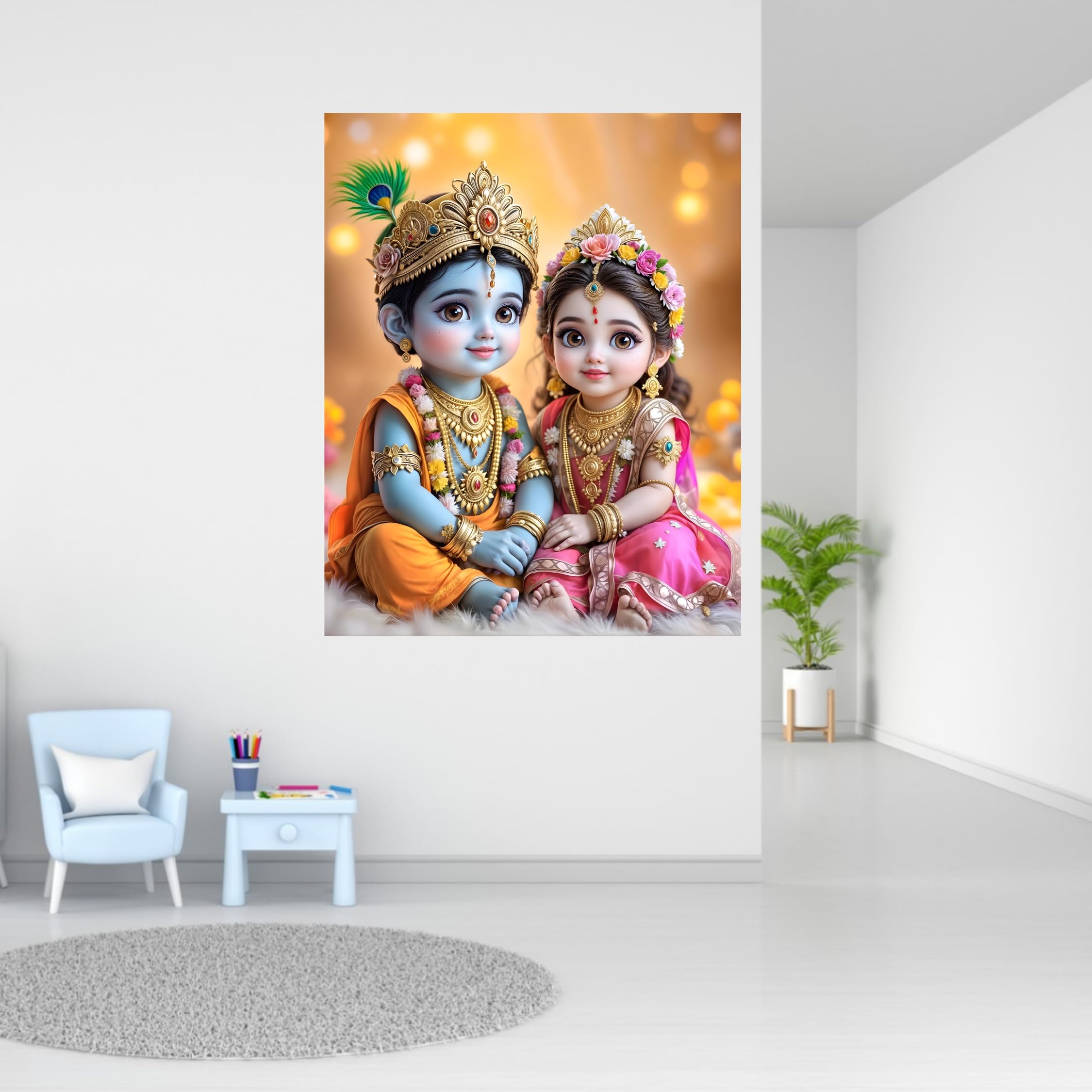Cryptofeno Radha Krishna Wall Poster - Self Adhesive Vinyl - Size (40 * 50cm) Matrial Vinyl