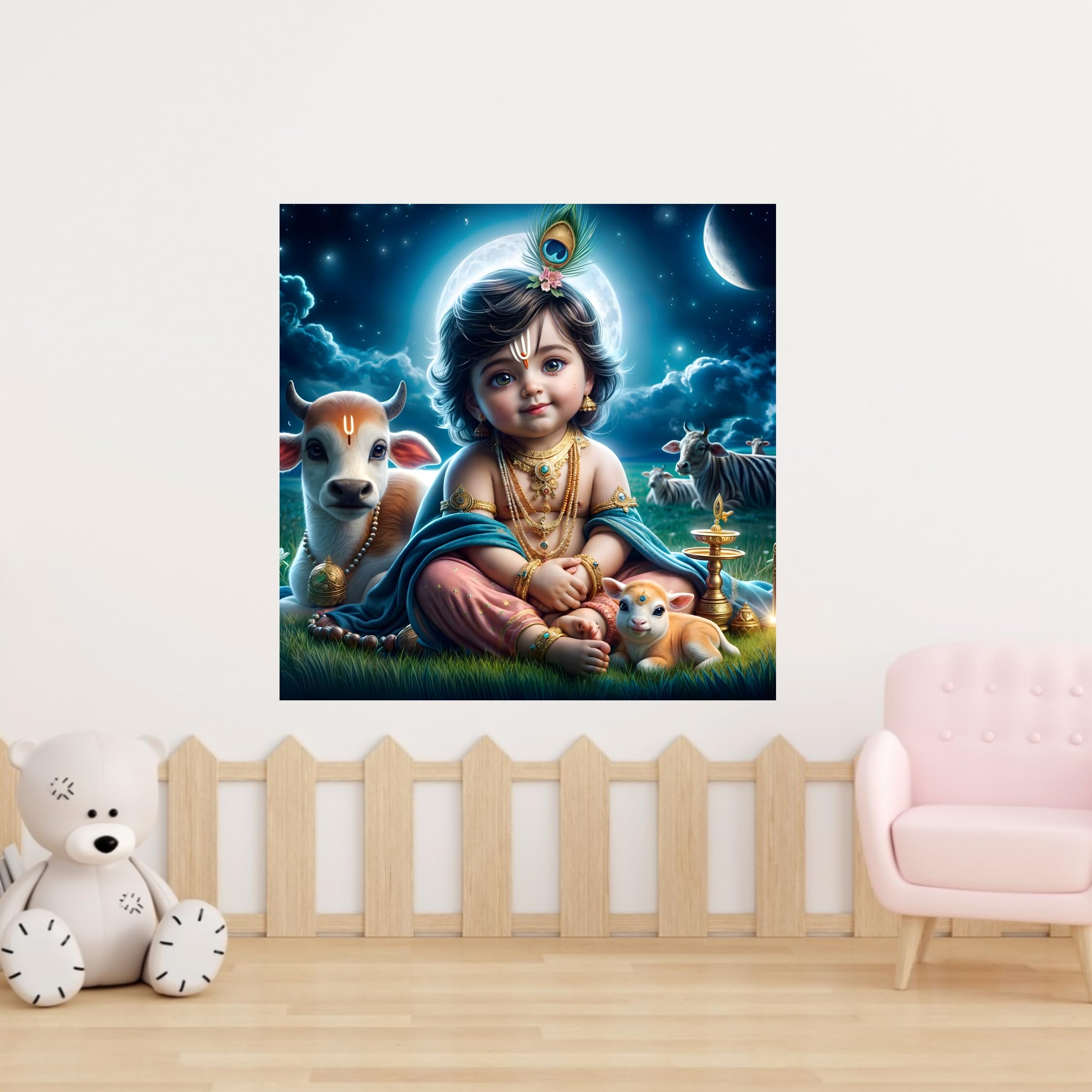Krishna Wall Sticker – Premium Spiritual Art Décor for Home, Pooja Rooms & Meditation Spaces
