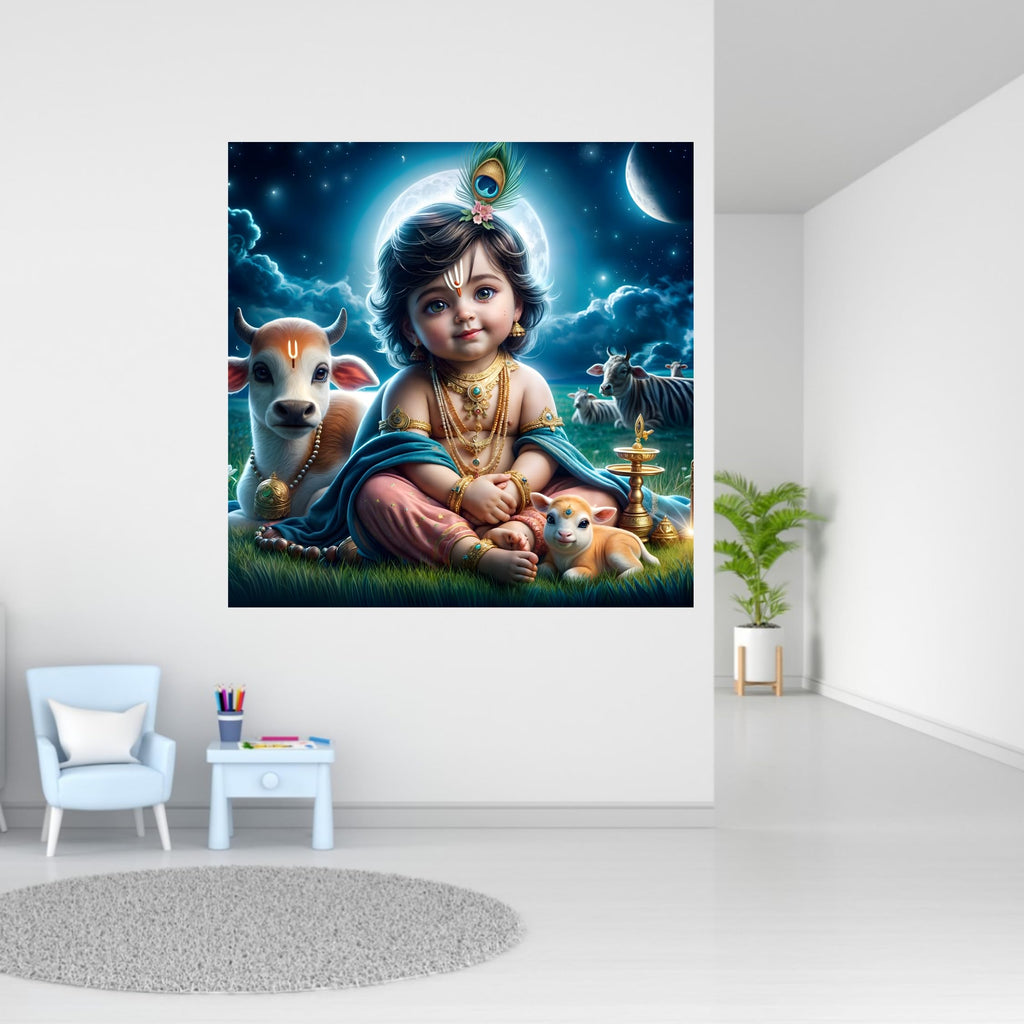 Krishna Wall Sticker – Premium Spiritual Art Décor for Home, Pooja Rooms & Meditation Spaces