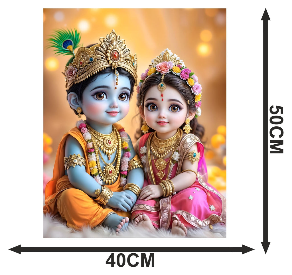 Cryptofeno Radha Krishna Wall Poster - Self Adhesive Vinyl - Size (40 * 50cm) Matrial Vinyl