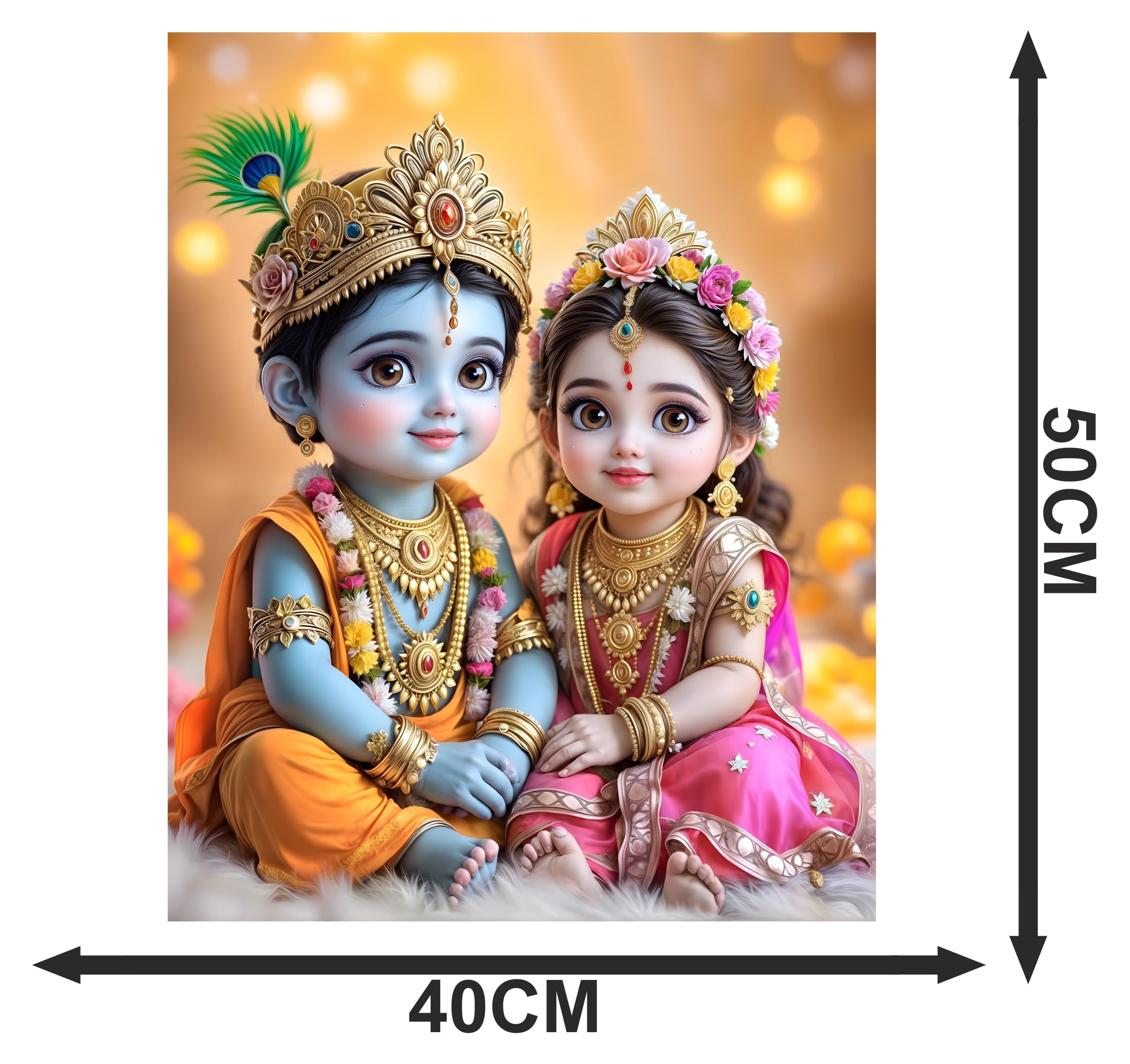 Cryptofeno Radha Krishna Wall Poster - Self Adhesive Vinyl - Size (40 * 50cm) Matrial Vinyl