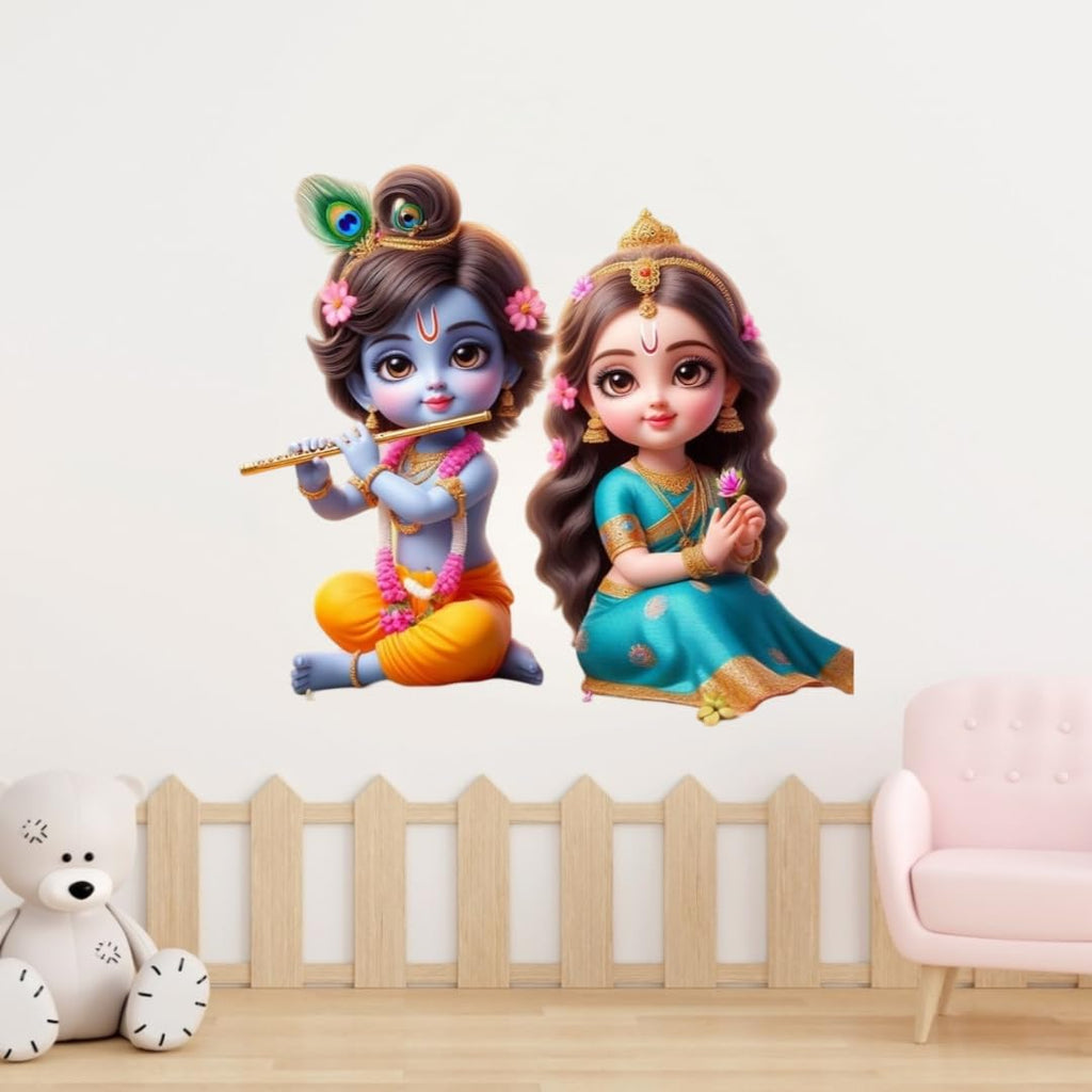 Decorative Wall Sticker, Krishna and Radha Design, Hindu Religious Art Decal for Home, Nursery Room Decor