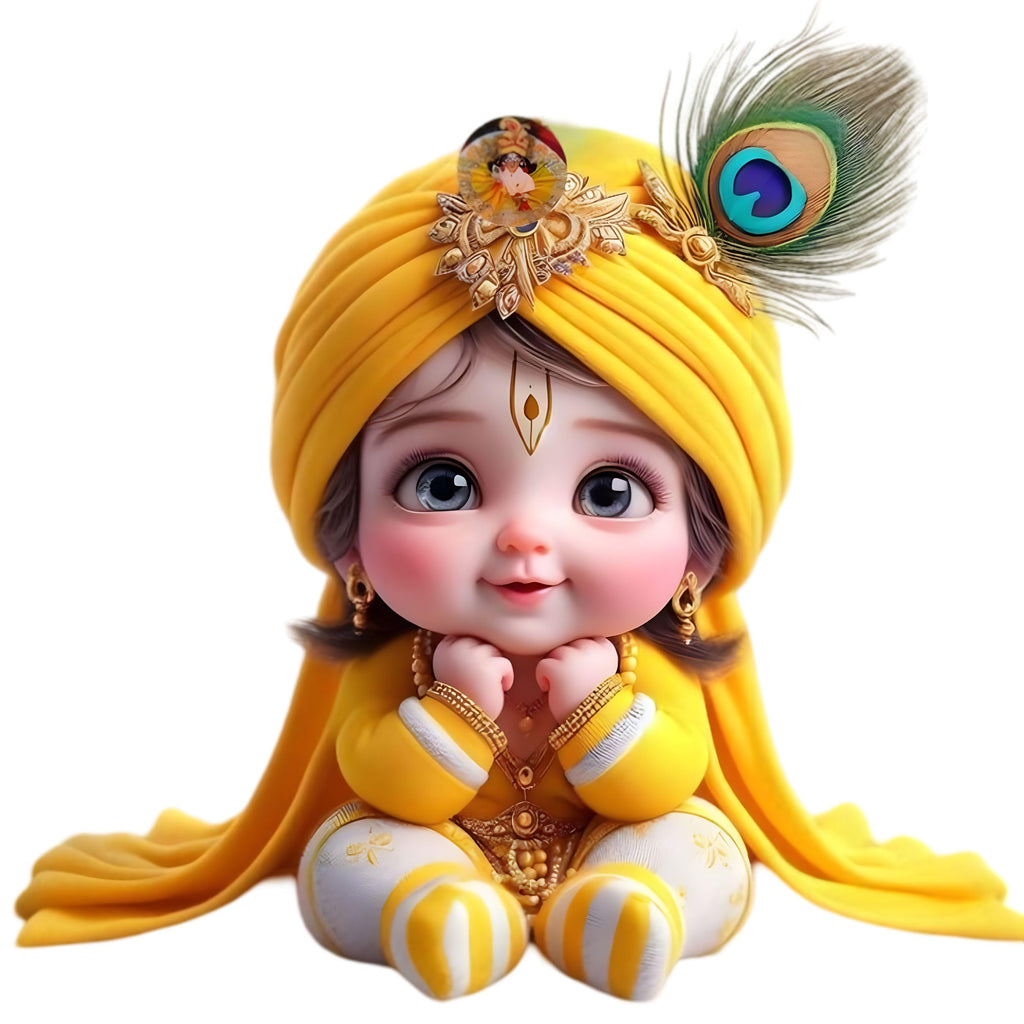 Bal Krishna Wall Sticker - Cute Baby Krishna Design - Lord Krishna Home Décor - Spiritual Wall Art(45 * 45cm) Material Premium Vinyl